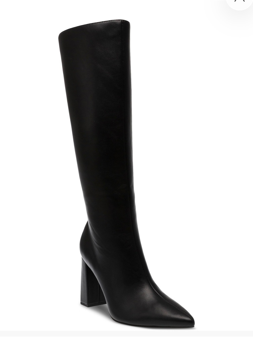 Wild Pair Black Knee High Pointed Toe Block Heel Boots